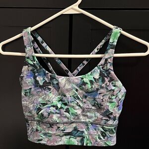 lululemon Multicolor Floral Print Strappy Sports Bra - Black Interior